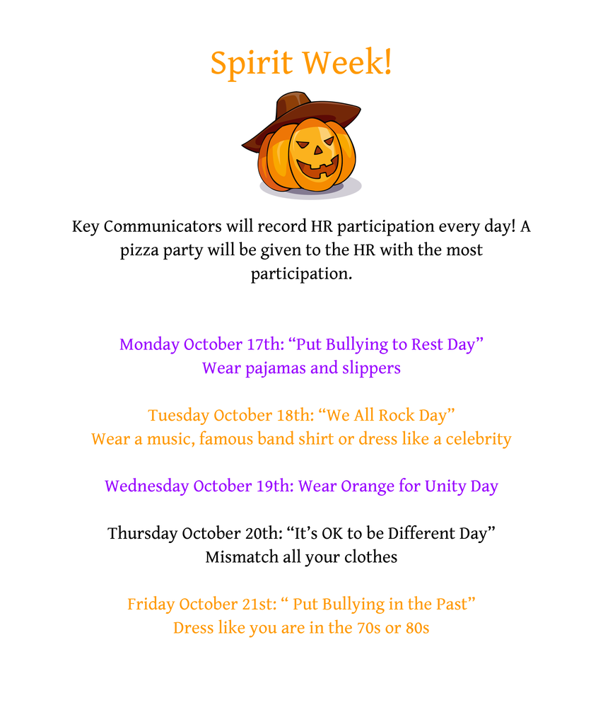 Spirit week flyer with decorative pumpkin