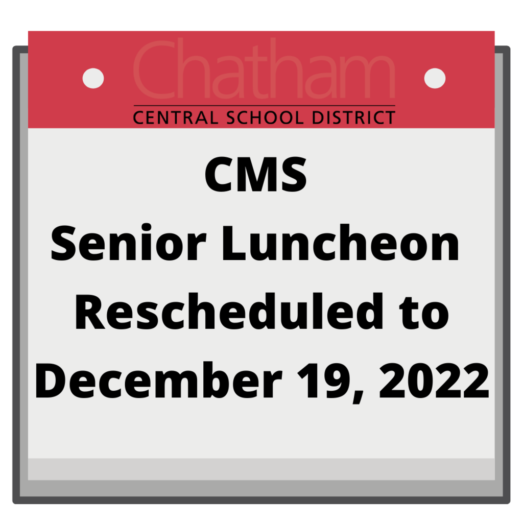 Calendar Page Saying CMS Senior Luncheon Rescheduled to December 19 