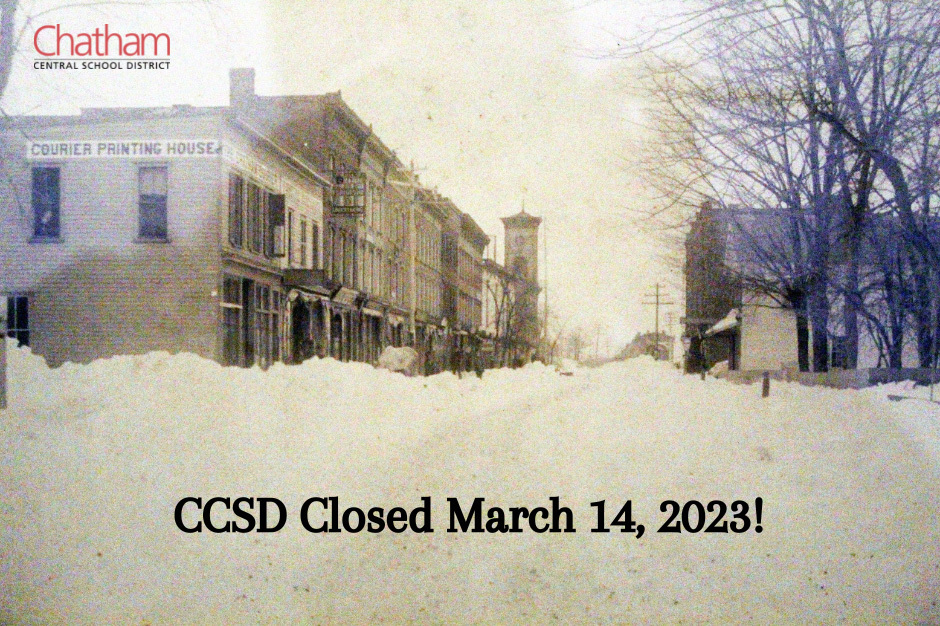 Vintage photo of Main Street Chatham following the blizzard of 1888.