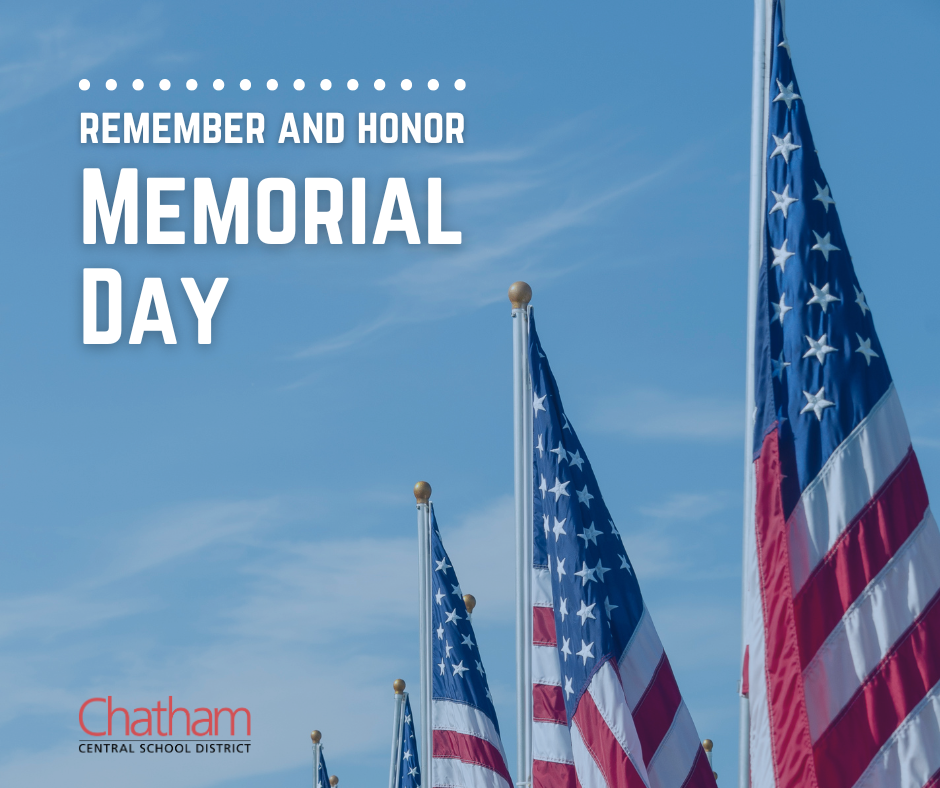 American flags and the words remember and honor memorial day