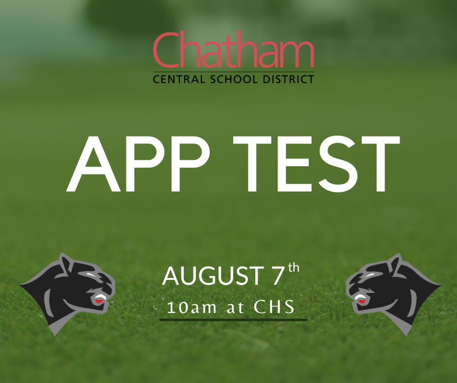 App test flyer showing grassy field and Panthers logo
