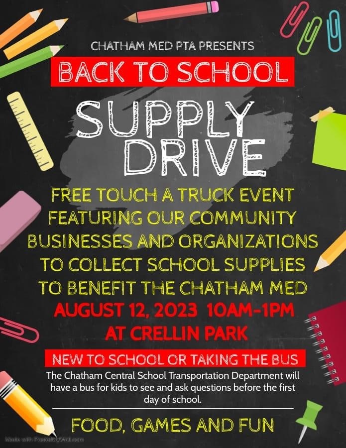 Back to School Supply Drive flyer.