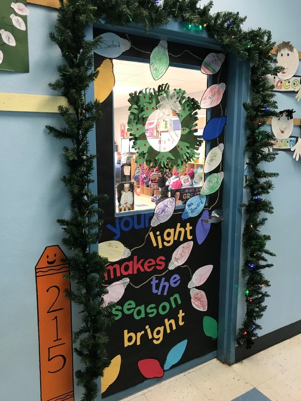Door decorated as wreath