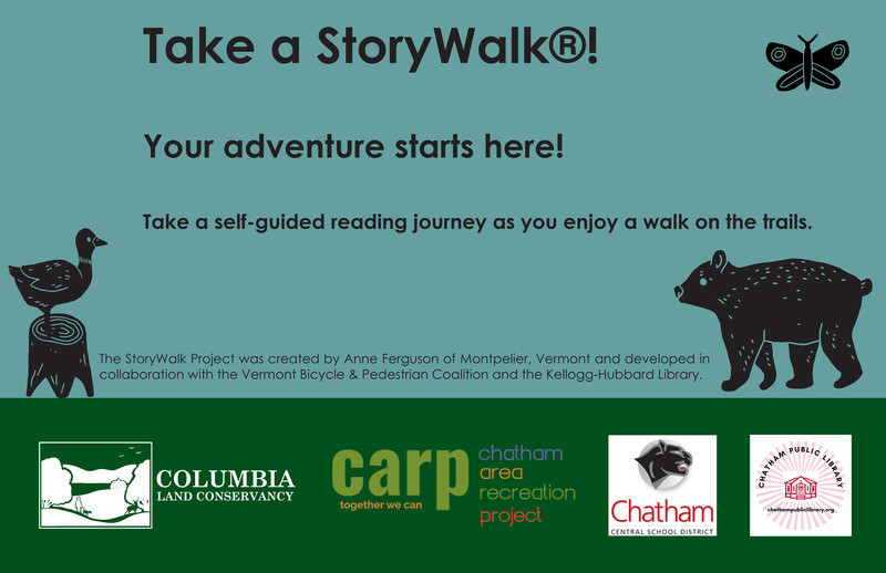 Flyer promoting story walk with the The StoryWalk® Project was created by Anne Ferguson of Montpelier, VT and developed in collaboration with the Vermont Bicycle & Pedestrian Coalition and the Kellogg Hubbard Library.