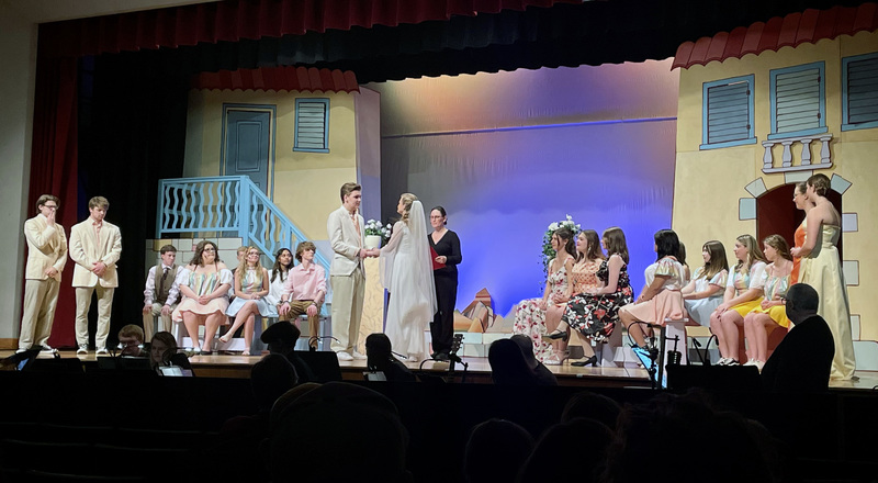 Wedding scene in Chatham High School's production of MAMMA MIA!