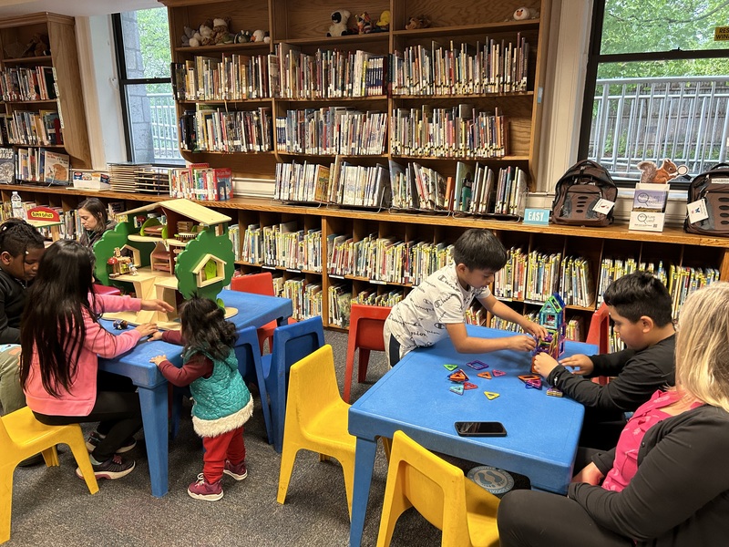 children playing in library