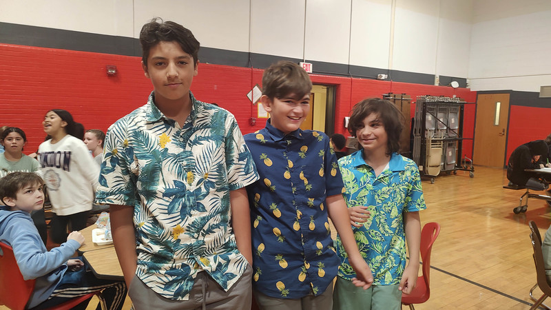 students wearing tropical shirts